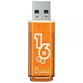 Флэш-диск 16 GB, SMARTBUY Glossy, USB 2.0, оранжевый, SB16GBGS-Or