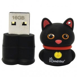 Флэш-диск сувенирный 16 GB, SMARTBUY Wild 'Котенок', USB 2.0, черный, SB16GBCatK