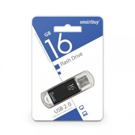 Флэш-диск 16 GB, SMARTBUY V-Cut, USB 2.0, металлический корпус, черный, SB16GBVC-K