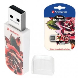 Флэш-диск 32 GB, VERBATIM Tattoo, USB 2.0, 'Роза', 49896