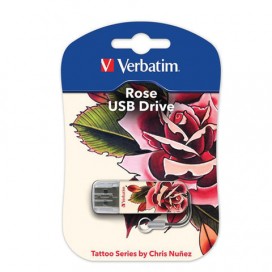 Флэш-диск 32 GB, VERBATIM Tattoo, USB 2.0, 'Роза', 49896