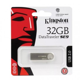 Флэш-диск 32 GB, KINGSTON DataTraveler SE9, USB 2.0, металлический корпус, серебристый, DTSE9H/32GB