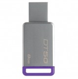 Флэш-диск 8 GB, KINGSTON DataTraveler 50, USB 3.0, металлический корпус, серебристый/фиолетовый, DT50/8GB