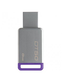 Флэш-диск 8 GB, KINGSTON DataTraveler 50, USB 3.0, металлический корпус, серебристый/фиолетовый, DT50/8GB