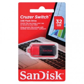 Флэш-диск 32 GB, SANDISK Cruzer Switch, USB 2.0, черный/красный, SDCZ52-032G-B35
