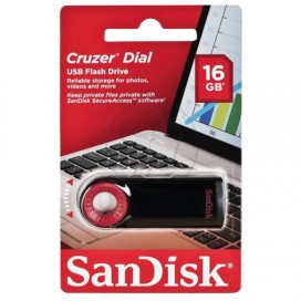 Флэш-диск 16 GB, SANDISK Cruzer Dial, USB 2.0, черный/красный, SDCZ57-016G-B35