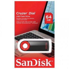 Флэш-диск 64 GB, SANDISK Cruzer Dial, USB 2.0, черный/красный, SDCZ57-064G-B35