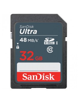 Карта памяти SDHC, 32 GB, SANDISK Ultra, UHS-I U1, 48 Мб/сек. (class 10), DUNB-032G-GN3IN