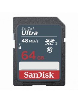 Карта памяти SDXC, 64 GB, SANDISK Ultra, UHS-I U1, 48 Мб/сек. (class 10), DUNB-064G-GN3IN
