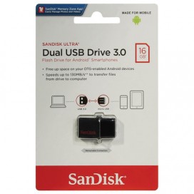 Флэш-диск 16 GB, SANDISK Ultra Android Dual, USB 3.0, черный, DD2-016G-GAM46