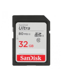 Карта памяти SDHC, 32 GB, SANDISK Ultra, UHS-I U1, 80 Мб/сек. (class 10), DUNC-032G-GN6IN