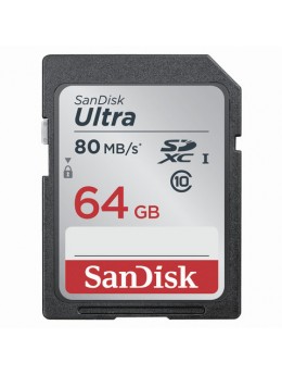 Карта памяти SDXC, 64 GB, SANDISK Ultra UHS-I U1, 80 Мб/сек. (class 10), DUNC-064G-GN6IN