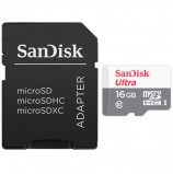 Карта памяти micro SDHC, 16 GB, SANDISK Ultra UHS-I U1, 48 Мб/сек. (class 10), адаптер, QUNB-016G-GN3MA