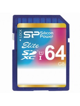 Карта памяти SDXC, 64 GB, SILICON POWER Elite, UHS-I U1, 85 Мб/сек. (class 10), SP064GBSDXAU1V1