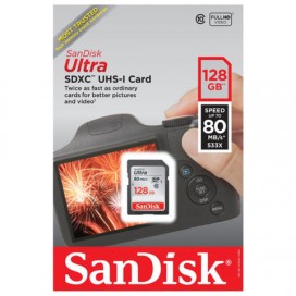 Карта памяти SDXC, 128 GB, SANDISK Ultra, UHS-I U1, 80 Мб/сек. (class 10), DUNC-128G-GN6IN