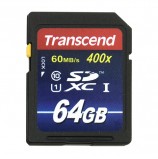Карта памяти SDXC, 64 GB, TRANSCEND Premium 400x, UHS-I U1, 60 Мб/сек. (class 10), TS64GSDU1