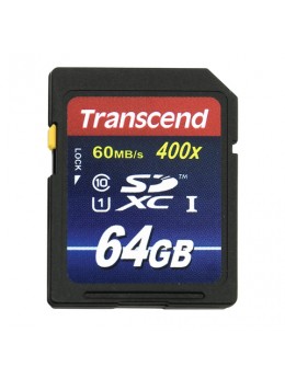 Карта памяти SDXC, 64 GB, TRANSCEND Premium 400x, UHS-I U1, 60 Мб/сек. (class 10), TS64GSDU1