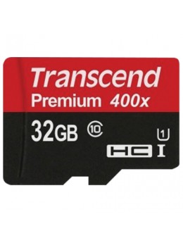 Карта памяти micro SDHC, 32 GB, TRANSCEND Premium 400x, UHS-I U1, 60 Мб/сек. (class 10), TS32GUSDCU1