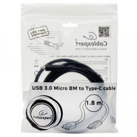 Кабель Type-C-MicroUSB 3.0, 1,8 м, CABLEXPERT, для подключения портативных устройств и периферии, CCP-USB3-mBMCM-6, CCP-USB3mBMCM-6