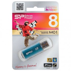 Флэш-диск 8 GB, SILICON POWER Marvel M01, USB 3.1, металлический корпус, синий, SP08GBUF3M01V1B