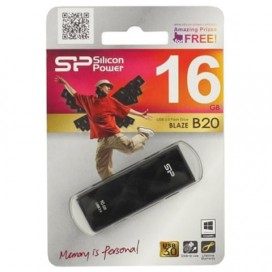 Флэш-диск 16 GB SILICON POWER Blaze B20 USB 3.1, черный, SP16GBUF3B20V1K