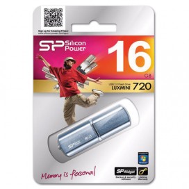 Флэш-диск 16 GB, SILICON POWER LuxMini 720, USB 2.0, металлический корпус, синий, SP16GBUF2720V1D