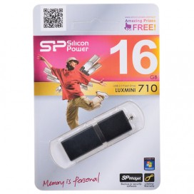 Флэш-диск 16 GB, SILICON POWER LuxMini 710, USB 2.0, металлический корпус, черный, SP16GBUF2710V1K