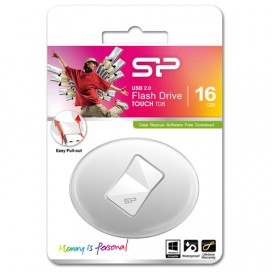 Флэш-диск 16 GB SILICON POWER Touch T08 USB 2.0, белый, SP16GBUF2T08V1W