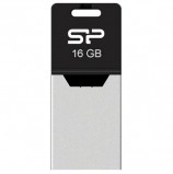 Флэш-диск 16 GB, SILICON POWER Mobile X20, OTG+USB 2.0, металлический корпус, черный, SP16GBUF2X20V1K