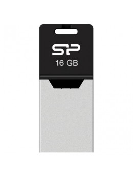 Флэш-диск 16 GB, SILICON POWER Mobile X20, OTG+USB 2.0, металлический корпус, черный, SP16GBUF2X20V1K