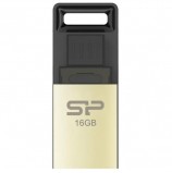 Флэш-диск 16 GB, SILICON POWER Mobile X10, OTG+USB 2.0, металлический корпус, золотистый, SP16GBUF2X10V1C