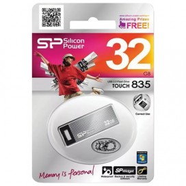 Флэш-диск 32 GB, SILICON POWER Touch 835, USB 2.0, металлический корпус, серый, SP32GBUF2835V1T