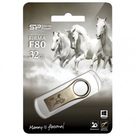Флэш-диск 32 GB, SILICON POWER Firma F80, USB 2.0, металлический корпус, золото/гравировка, 32GBUF2F80V1C14
