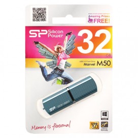 Флэш-диск 32 GB, SILICON POWER Marvel M50, USB 3.1, металлический корпус, голубой, SP32GBUF3M50V1B