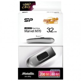 Флэш-диск 32 GB, SILICON POWER Marvel M70, USB 3.1, металлический корпус, серебристый, SP32GBUF3M70V1S