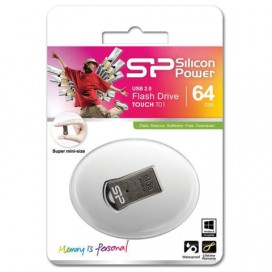 Флэш-диск 64 GB, SILICON POWER Touch T01, USB 2.0, металлический корпус, черный, SP64GBUF2T01V3K