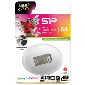 Флэш-диск 64 GB, SILICON POWER Touch T50, USB 2.0, металлический корпус, серебристый, SP64GBUF2T50V1C