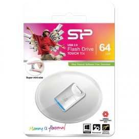 Флэш-диск 64 GB SILICON POWER Touch T06 USB 2.0, белый, SP64GBUF2T06V1W