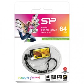 Флэш-диск 64 GB, SILICON POWER Touch 850, USB 2.0, металлический корпус, янтарный, SP64GBUF2850V1A