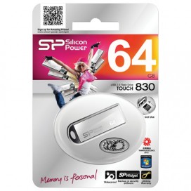 Флэш-диск 64 GB, SILICON POWER Touch 830, USB 2.0, металлический корпус, серебристый, SP64GBUF2830V1S