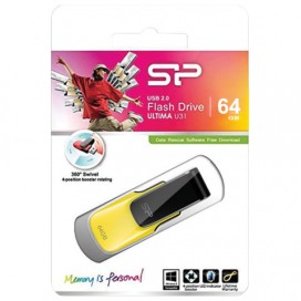 Флэш-диск 64 GB, SILICON POWER Ultima U31, USB 2.0, желтый, SP64GBUF2U31V1Y