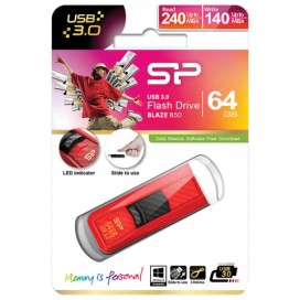 Флэш-диск 64 GB, SILICON POWER Blaze B50, USB 3.1, красный, SP64GBUF3B50V1R