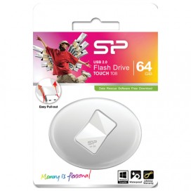 Флэш-диск 64 GB, SILICON POWER Touch T08, USB 2.0, белый, SP64GBUF2T08V1W
