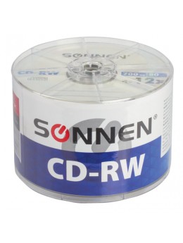 Диски CD-RW SONNEN 700 Mb 4-12x Bulk, КОМПЛЕКТ 50 шт., 512578