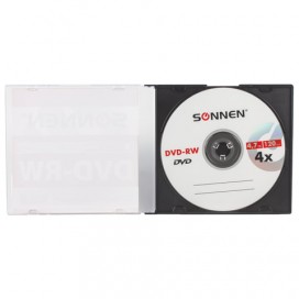 Диск DVD-RW (минус) SONNEN, 4,7 Gb, 4x, Slim Case (1 штука), 512580