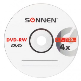 Диск DVD-RW (минус) SONNEN, 4,7 Gb, 4x, Slim Case (1 штука), 512580