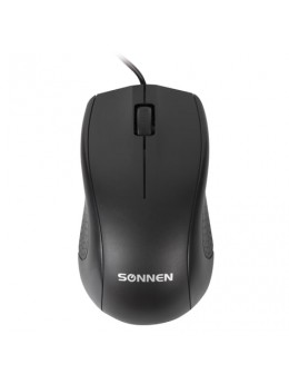 Мышь проводная SONNEN М-201, USB, 1000 dpi, 2 кнопки + колесо-кнопка, оптическая, черная, 512631