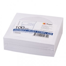 Конверты для CD/DVD с окном, комплект 100 шт., бумажные, клей декстрин, 125х125 мм, 201070.100