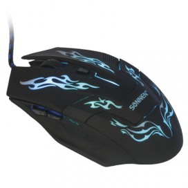 Мышь проводная игровая SONNEN GM-77, USB, 2400 dpi, 6 кнопок, оптическая, LED-подсветка, черная