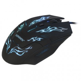 Мышь проводная игровая SONNEN GM-77, USB, 2400 dpi, 6 кнопок, оптическая, LED-подсветка, черная